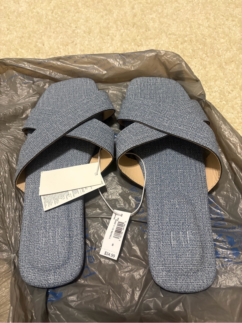 GAP Women's Light Blue Crossband Slide Sandals